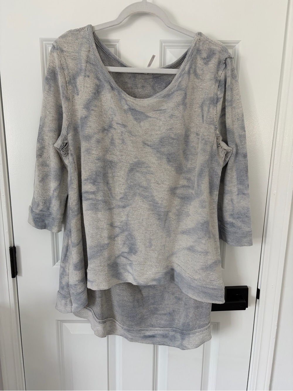 Free People Light Gray Tie-Dye Scoop Neck Tunic
